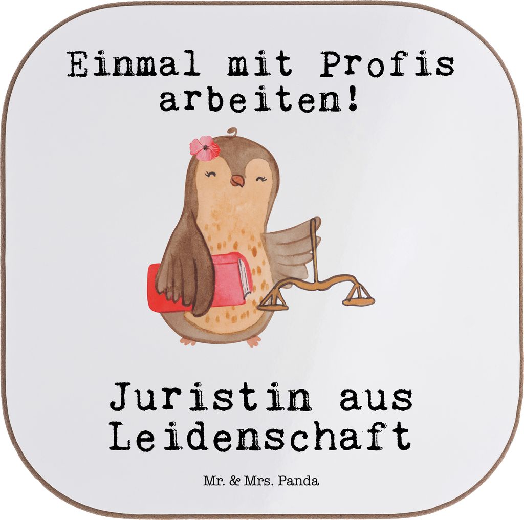 Mr. & Mrs. Panda Tischuntersetzer Juristin Leidenschaft - Weiß - Geschenk, Tassen Untersetzer, Holzuntersetzer, für Gläser, Anwältin, Master Of...