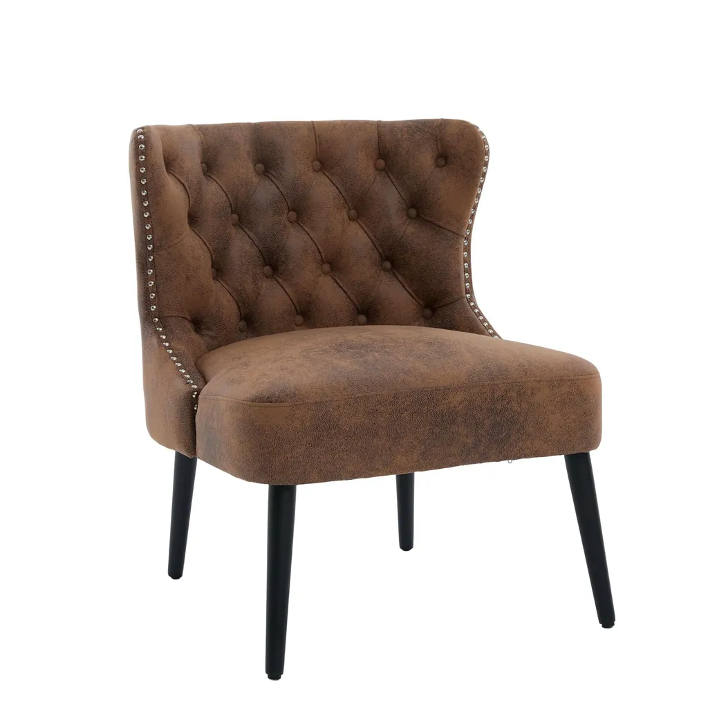 Chaise confortable microfibre marron antitache LVHOM dossier bouton