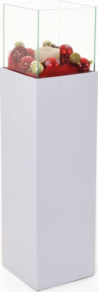 Windlichtsäule Kerzenhalter Windlicht Podest Candela", Weiß Matt - 25x25x100 cm"