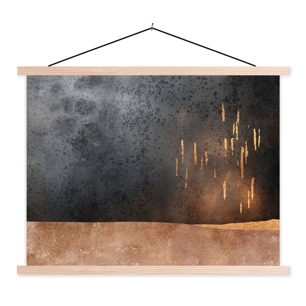 MuchoWow Textilposter Abstrakt - Gold - Design 40x30 cm mit holzfarbenen Rahmen - Bilder