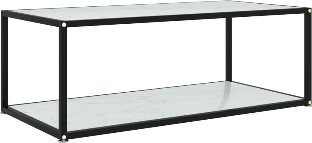 Tavolino Bianco da Salotto in Vetro Temperato 100x50x35 cm Chic