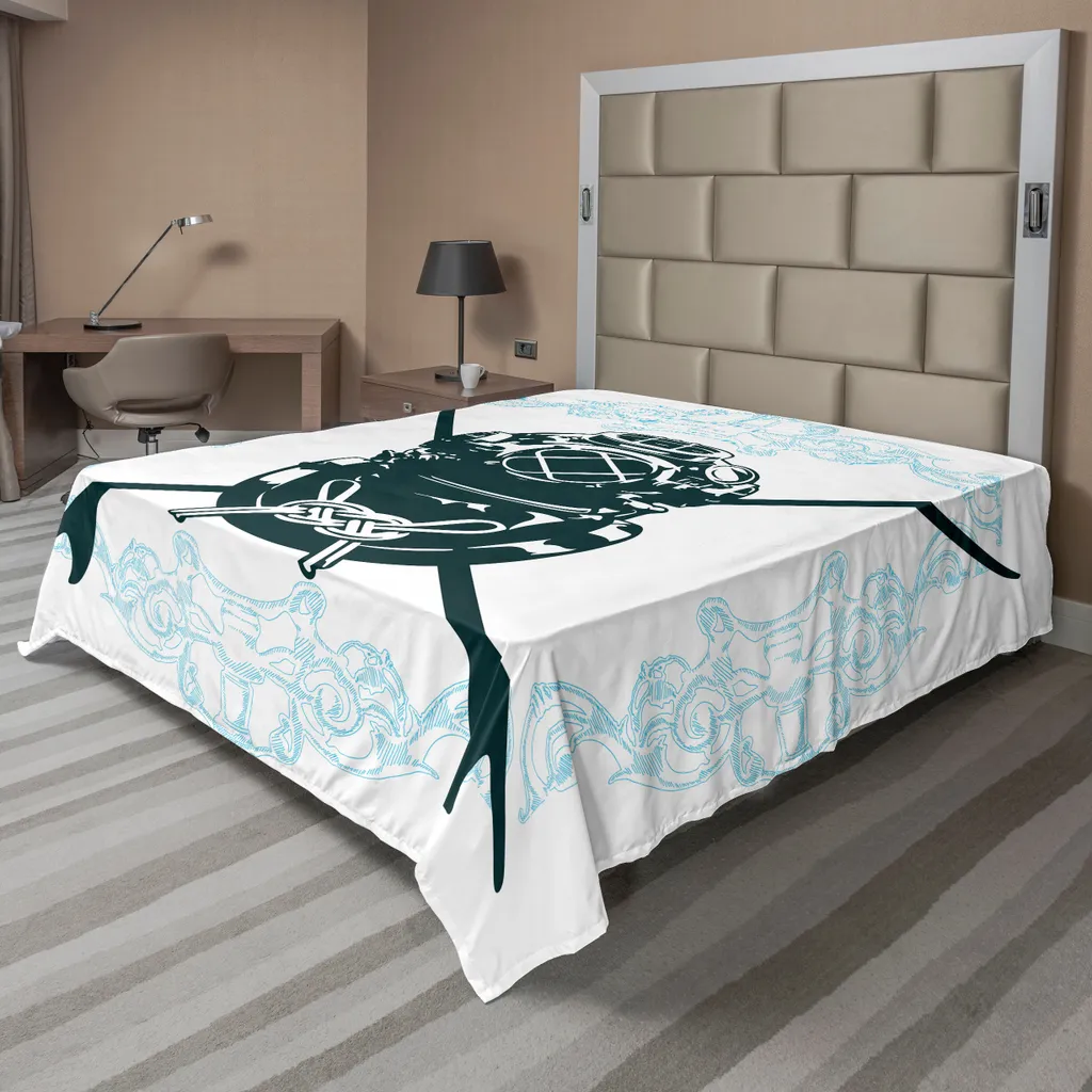Drap de lit plat surf ABAKUHAUS 275x260 cm en bleu pétrole décoratif