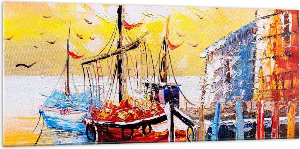 Bilder auf glas - Boot Segel Meer - 120x50cm - Glasbilder - Wandbilder - Kunstdruck - zum Aufhängen bereit - Wanddekoration aus Glas - Glas Bilder...