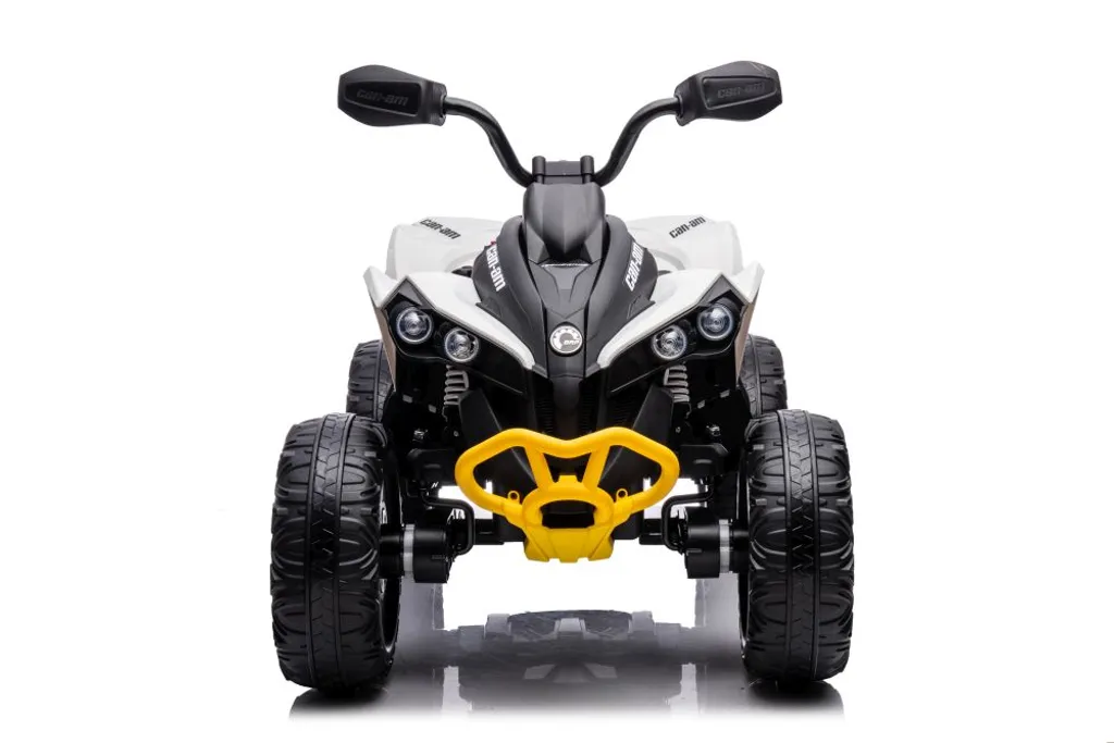 Quad Can-Am Renegade 12V blanc avec pneus crantés et feux LED enfants