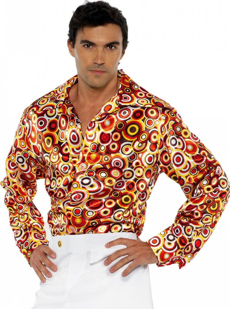 70ies Multicolor Schlager Hemd mit großem Kragen Größe: One Size