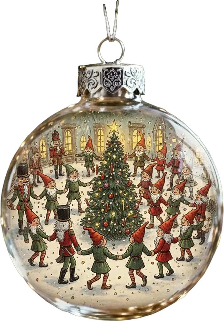 Vintage-Weihnachtskugeln, hängende Kunststoffornamente mit klassischen Weihnachtsmotiven, festliche Baumdekoration für Zuhause, Büro und Party