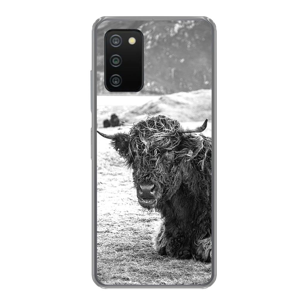 MuchoWow Handyhülle Schutzhülle Hülle für Samsung Galaxy A03s Schottischer Highlander - Berg - Tiere Silikon Softcase Handy Hülle - Schutz