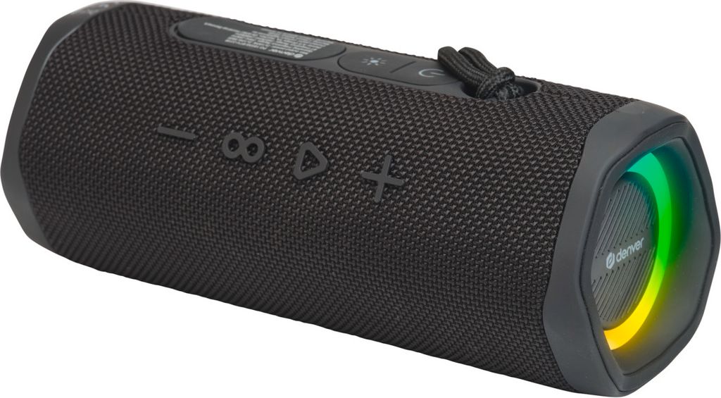 DENVER BTV-223B Kabelloser TWS Bluetooth-Lautsprecher mit LED Lichteffekten und Power für Outdoor & Party, wasserfest IPX5, 200W/20W RMS