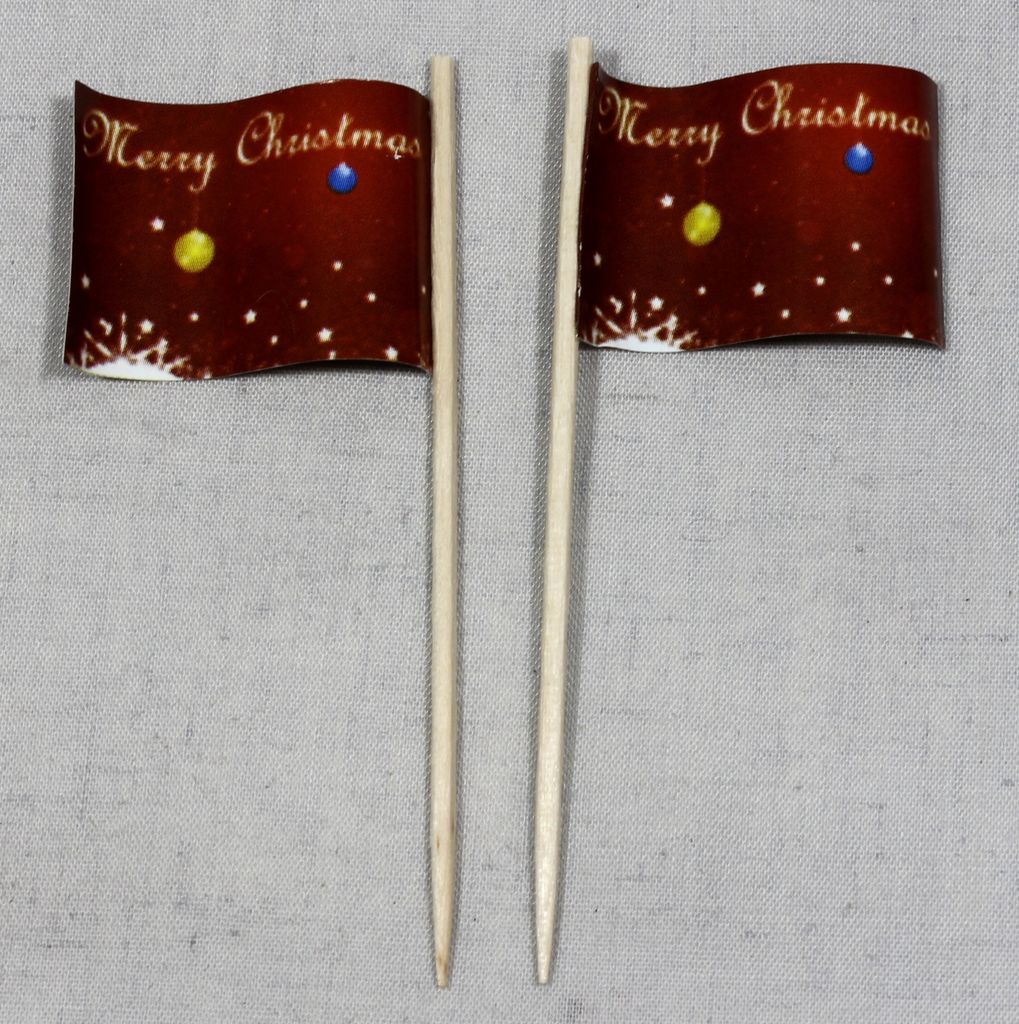 Party-Picker Flagge Weihnachten 3 Merry Christmas Papierfähnchen in Spitzenqualität 25 Stück Beutel