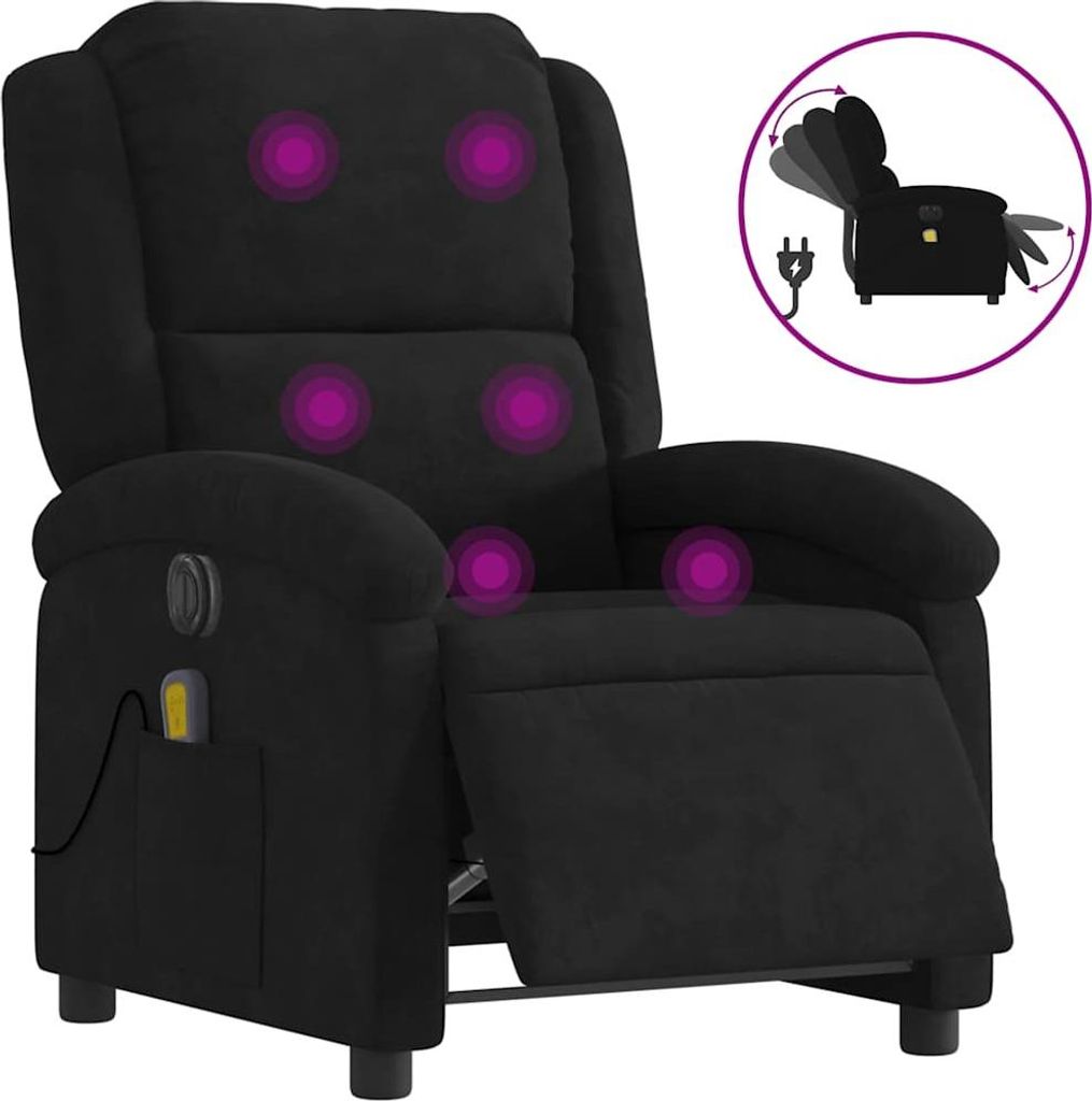 vidaXL Massagesessel Elektrisch Schwarz Samt
