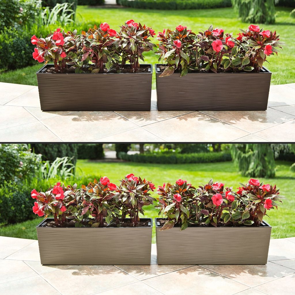 FIORIERA RETTANGOLARE PLASTICA BALCONI FIORITI CON SUPPORTO RINGHIERA 50 CM - Il Mondo di Progress
