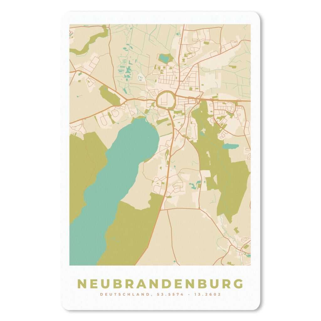 MuchoWow Mauspad Mousepad Karte - Neubrandenburg - Stadtplan - Vintage 40x60 cm - Mousepads - Maus Mat - Pad - Mausunterlage - Schreibtisch Acces...