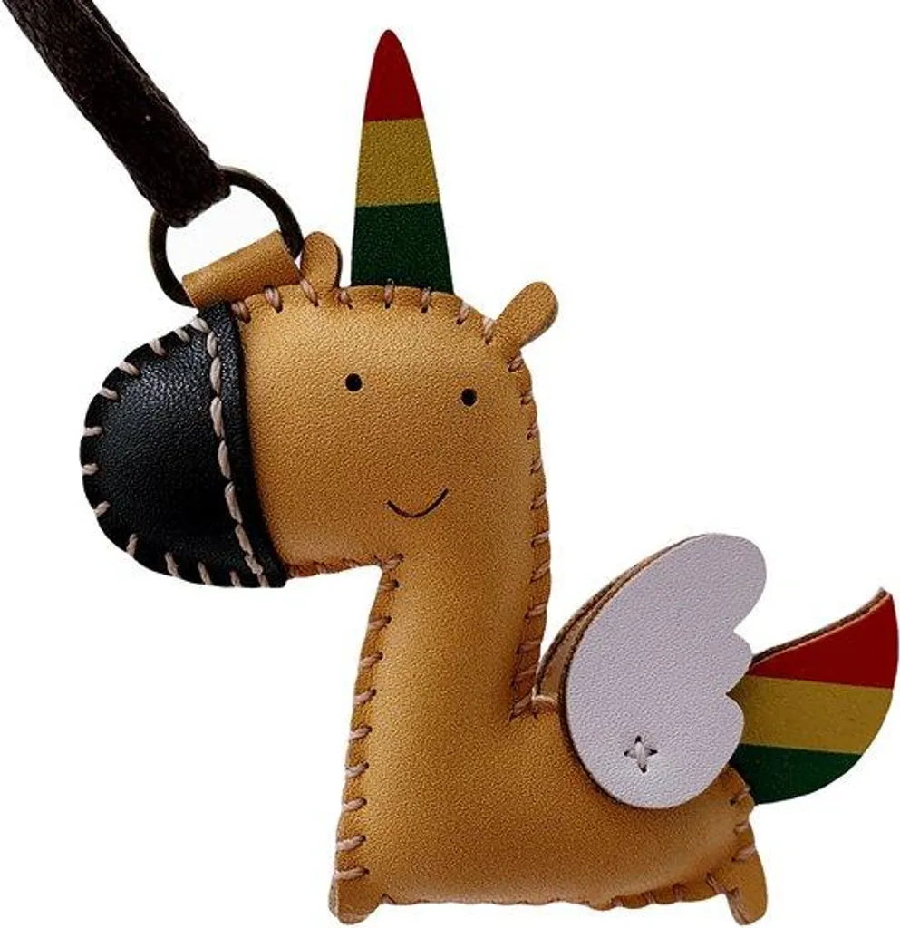 Porte-clés licorne fait main multicolore - Finition coton et métal
