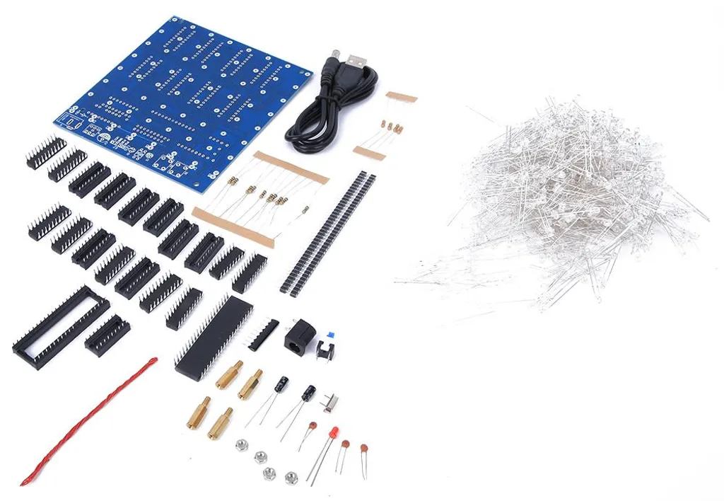 Cube LED 8x8x8 DIY Blanc et Bleu 512 Diodes avec Animations 3D Cubique