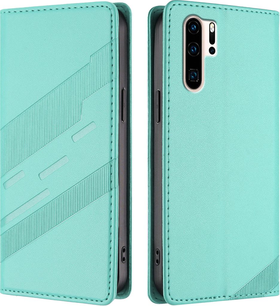 Hülle für Huawei P30 Pro, Kunstleder Brieftaschen Handyhülle mit Kartenfach und Standfunktion Türkis