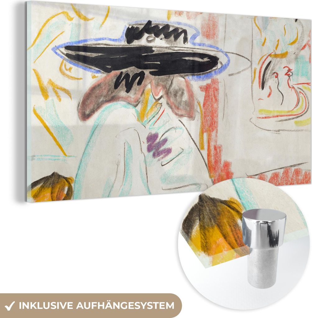 MuchoWow Glasbilder - Bilder auf Wandbild - Foto auf Glas Kunst - Frau - Abstrakt - Alte Meister 40x20 cm Wanddekoration aus Glas - Acrylglasbild -...