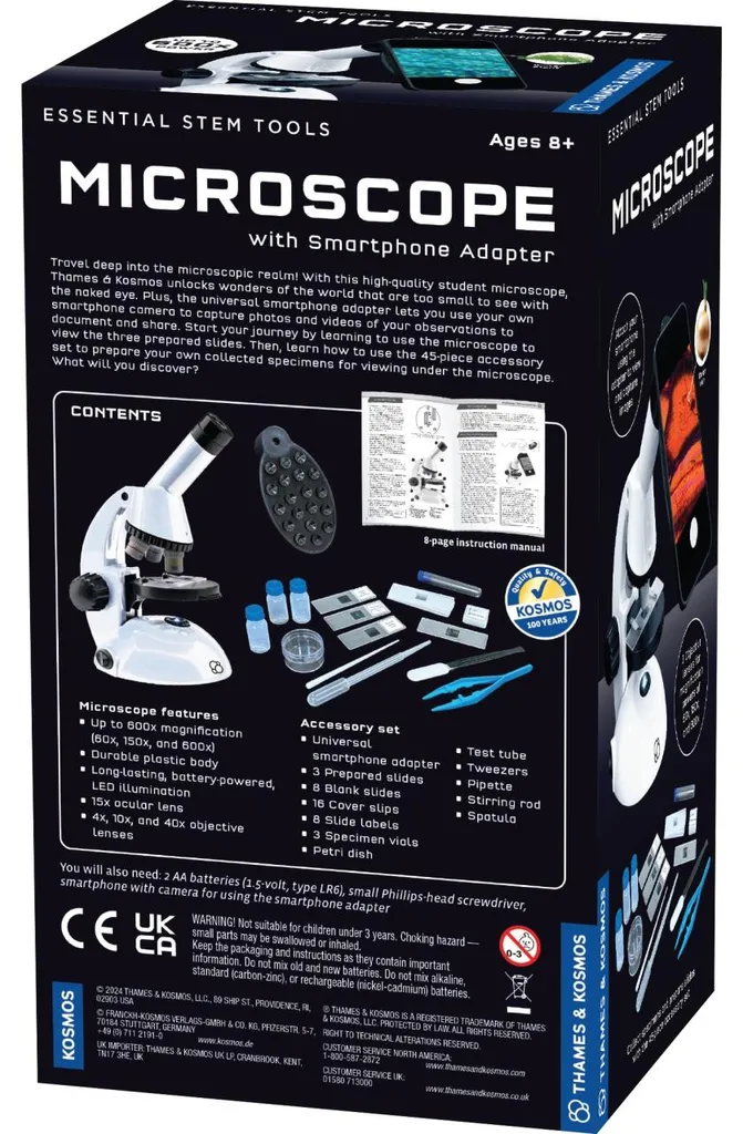 Kit Microscope STEM pour Découverte Biologie et Observation Smartphone