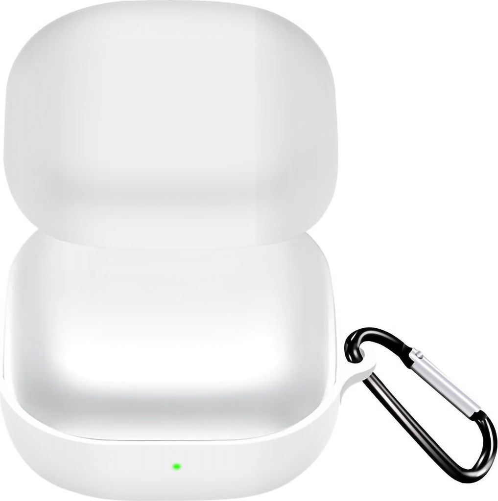 Hörerhülle getrennt Anti-Drop Bluetooth-kompatible Headset Silikonabdeckung mit Carabiner für Samsung Galaxy Buds 2/Live/Pro-Weiss