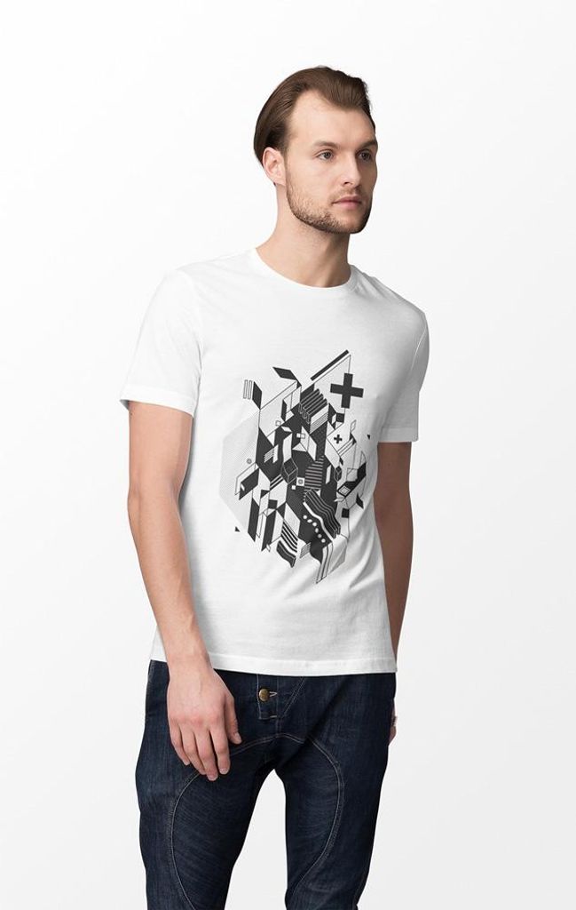 D&B Uni Polo ST00063 Abstrakt Weiß-Größe XL