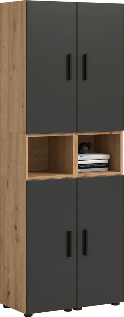 xonox.home Wohnkombination The One Artisan Oak Nachbildung/ Basalt grau Nachbildung B/H/T: 65x178x34 cm