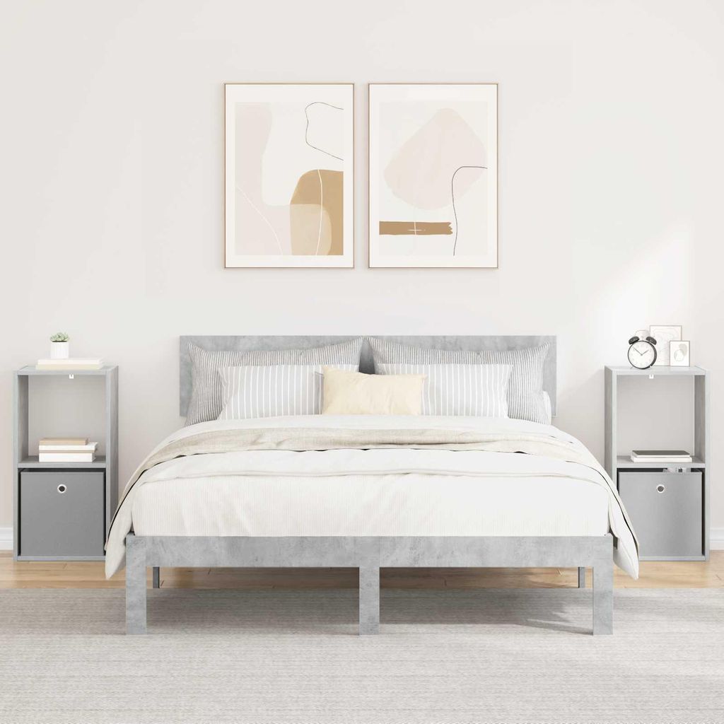 Nachttisch 2 pcs Beton Grau 35 x 32 x 68,5 cm Holzwerkstoff - Nachttische & -schränke DE1616