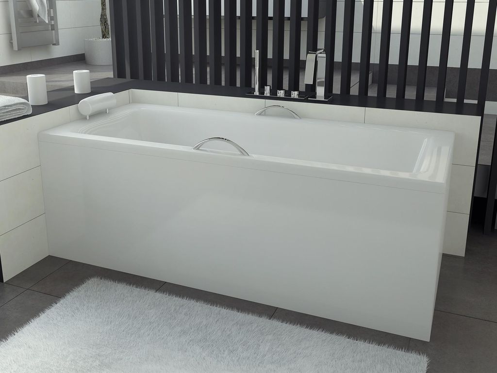 Badewanne TALIA 140x70 mit Füßen, mit Siphon und Schürze (1x kurz, 1x lang - zwei Seiten)