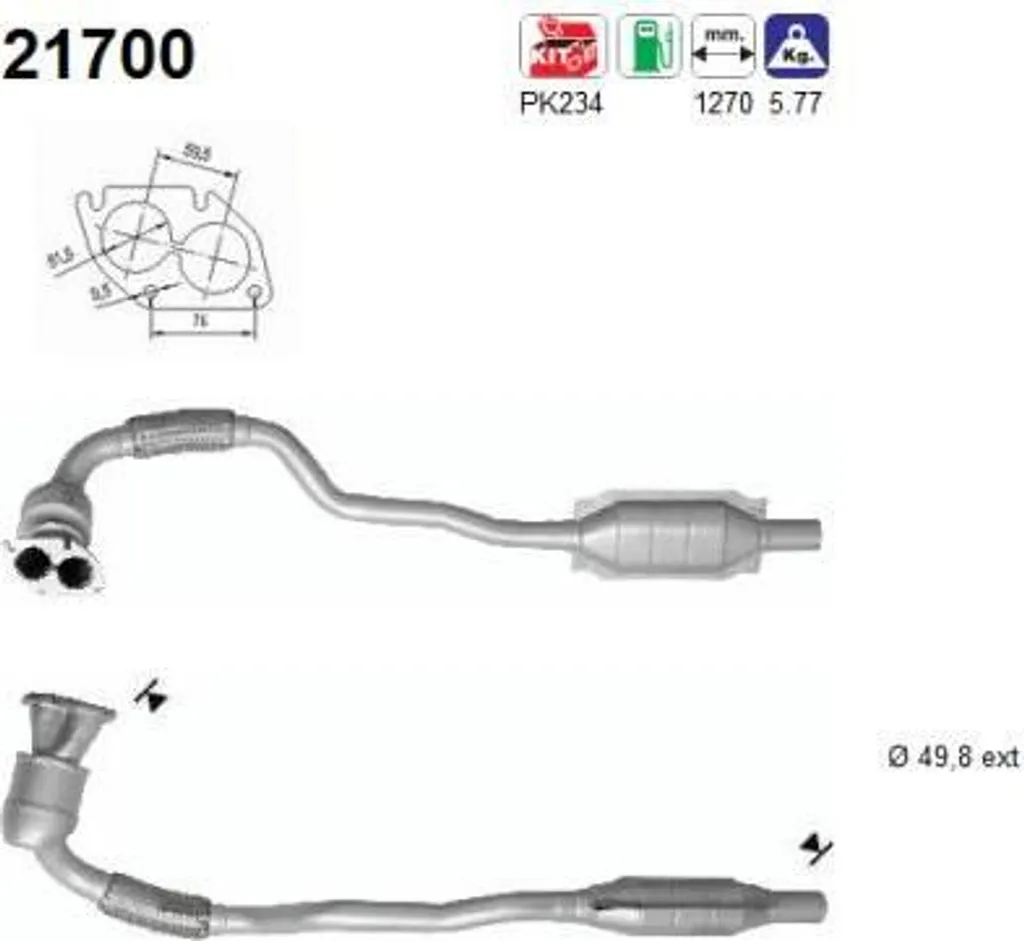Pot Catalytique AS 21700 pour Astra et Zafira, Qualité OE 93181897