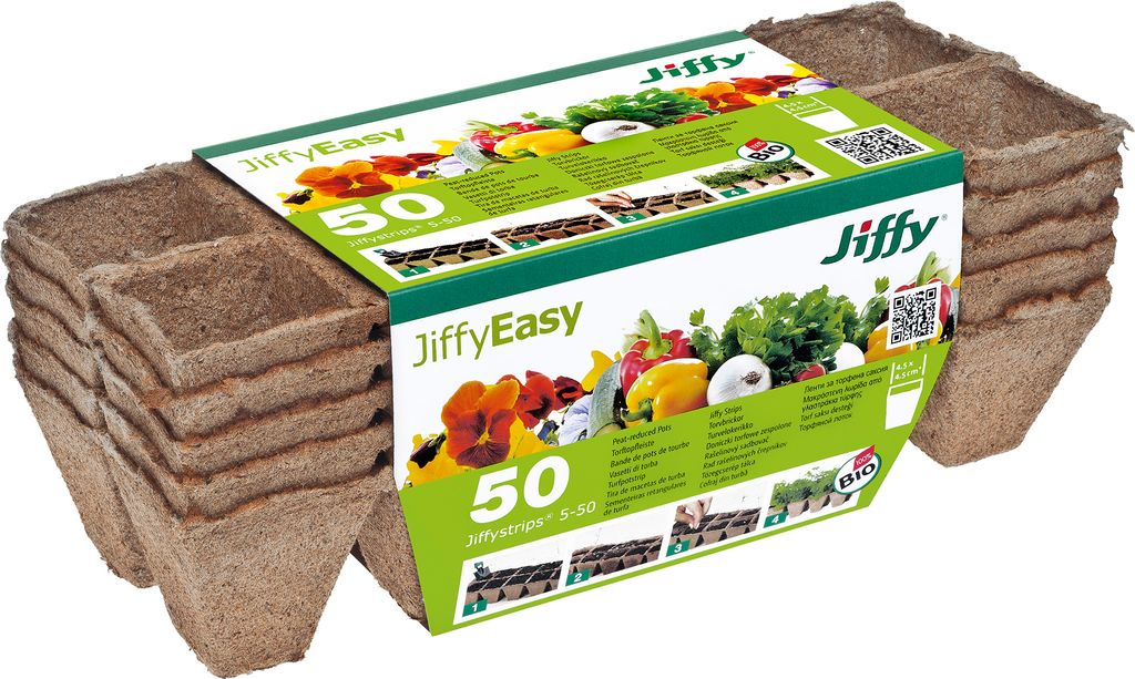 Torfbehälter Jiffystrips® 5-50, 4,5x4,5 cm - Platte 10Stk, Produktbild 