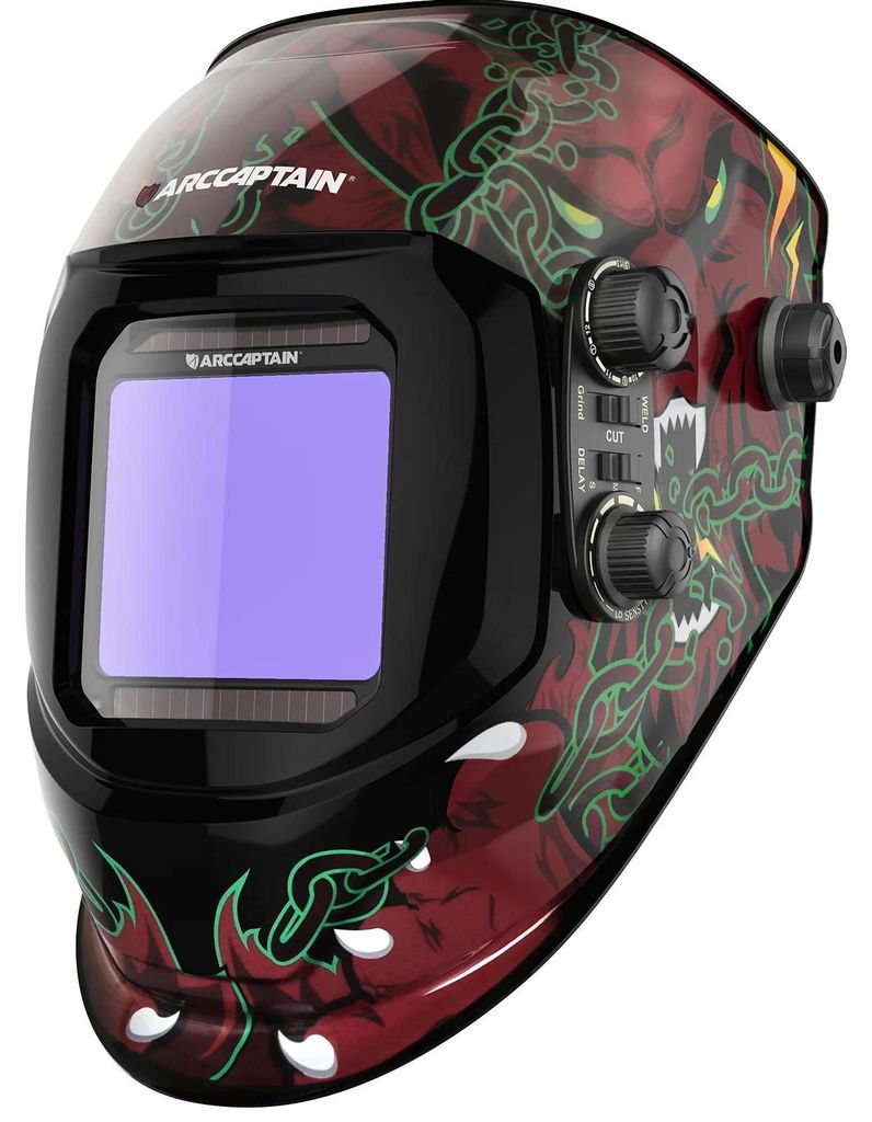 Schweißhelm - Automatische Abdunkelung - 4 Lichtbogensensoren - Optik 1/1/1/1 - True Color - Großes Sichtfeld 10 x 9,3 cm - Solar + Lithium - Beige
