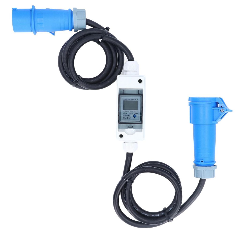 AC 220-250 V 16 A 3-polige CEE-Steckdose mit 220 V LCD-Digitalzähler, digitaler Stromzähler für Wohnmobil-Elektroauto