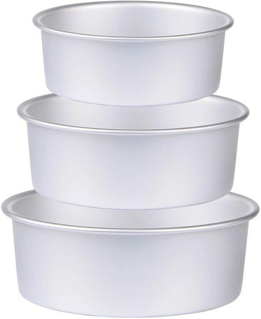 Aluminium Bakformen 3-teilig 6/8/10 Zoll, antiaanbaklaag, geschikt für Haushalt, Jubiläum, Hochzeit
