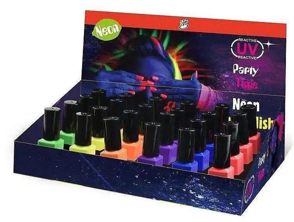 Wodny lakier do paznokci neon UV 7,45 ml zestaw 24 sztuki