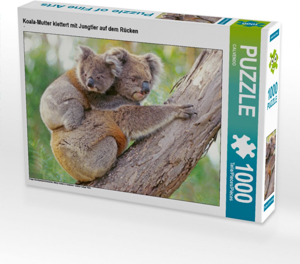 CALVENDO Puzzle Koala-Mutter klettert mit Jungtier auf dem Rücken | 1000 Teile Lege-Größe 64x48cm Foto-Puzzle für glückliche Stunden