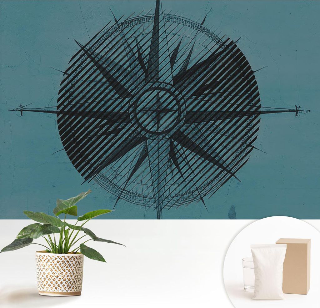 Fototapete - 152x104 cm - Tapete - Wandtapete - Wandbilder - Dekofolie - Tapete Folie - Wand - Dekoration - Wohnzimmer - Seekompass