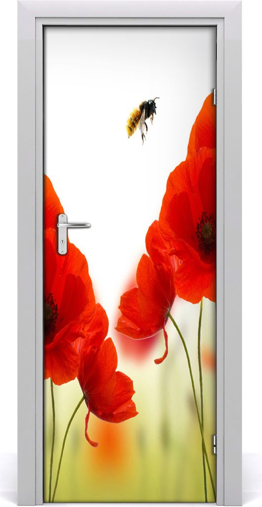 Tulup Türaufkleber 75x205 cm Dekorative Aufkleber Selbstklebend Wasserdichte Tapete Abnehmbar Schlafzimmer Wohnzimmer Wohnkultur - Wildblumen Mohn...