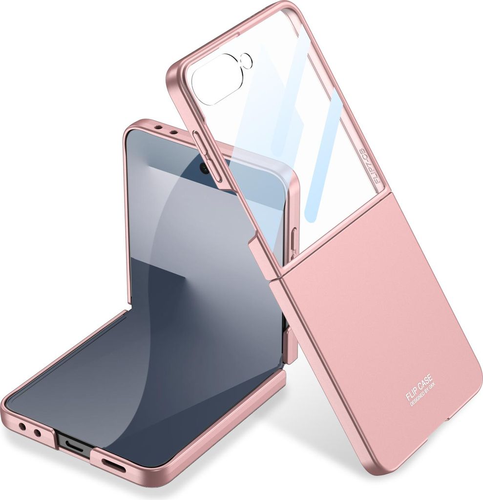 Hundyhülle für Samsung Galaxy Z Flip 7 Schlank Hart PC Matt Schutzhülle mit Displayschutz Pink