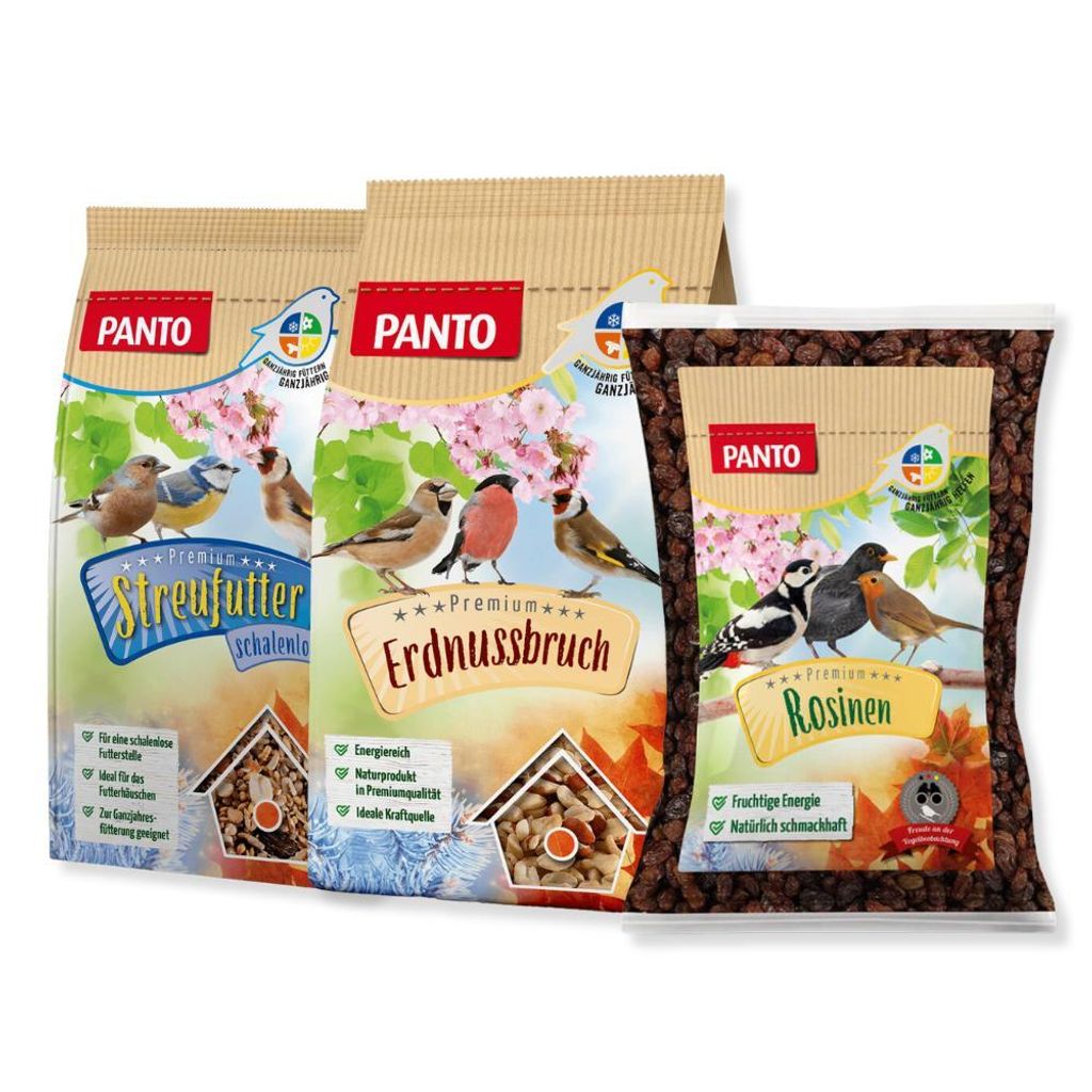 PANTO Seelenfutter-Set - für Wildvögel mit Rosinen Streufutter + Erdnussbruch
