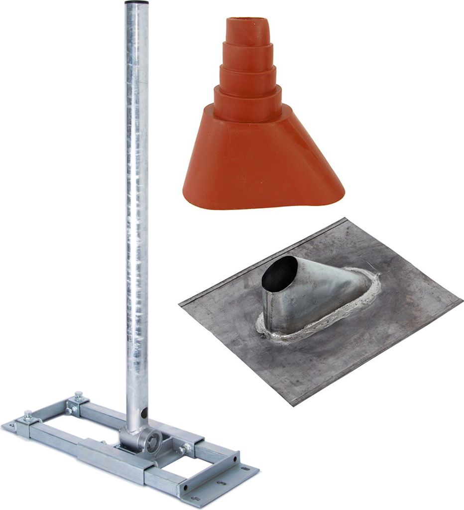 PremiumX DELUXE X130-48 SAT Dachsparrenhalter 130cm Mast Blei-Ziegel Manschette rot