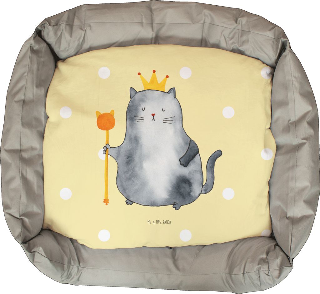 Mr. & Mrs. Panda Katzenbett Katze König - Gelb Pastell - Geschenk, Königlich, Katzen, Familie, Katzensofa, Cat, Katzenschlafplatz, Wohnung, Kusch...
