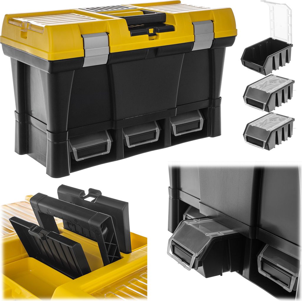 KADAX Werkzeugbox, Werkzeugkasten mit Tragegriff und Verschlüssen, Werkzeugkoffer zur Aufbewahrung von Werkzeugen