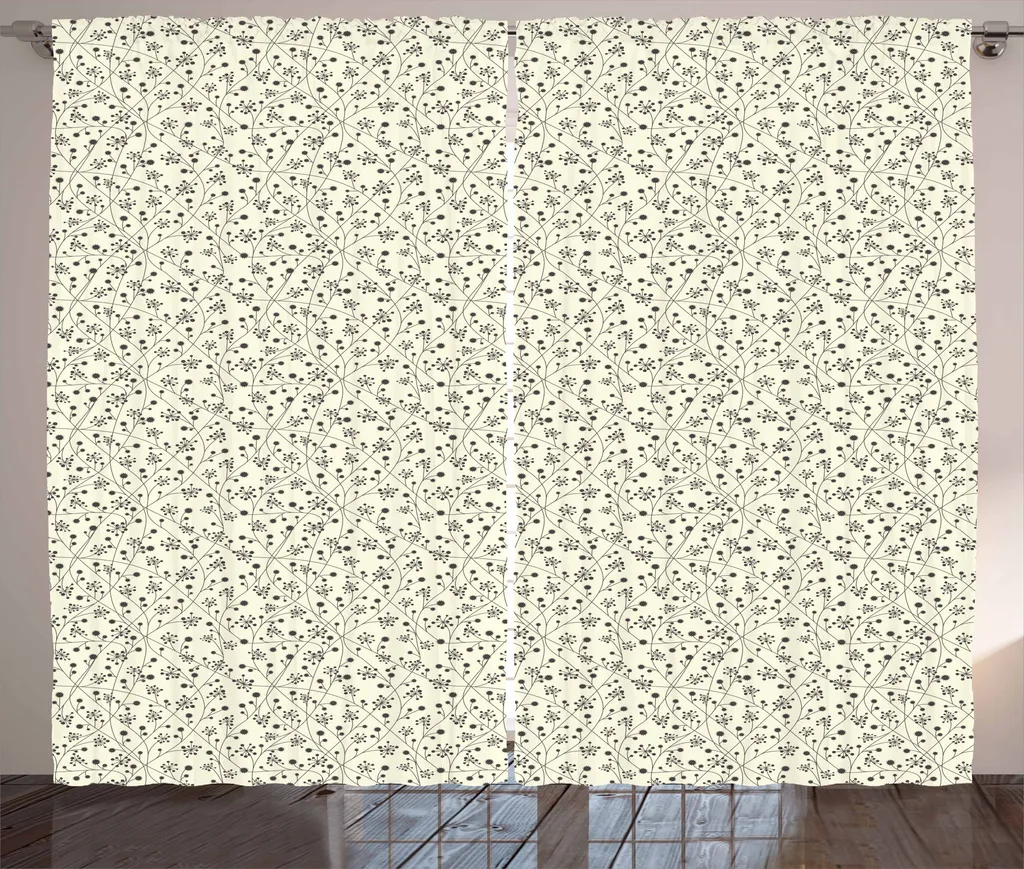 ABAKUHAUS Grigio e giallo Tenda rustica, boccioli appuntiti a forma di puntini, tende universali per soggiorno con passanti e ganci, 280 x 175 cm, grigio antracite e giallo