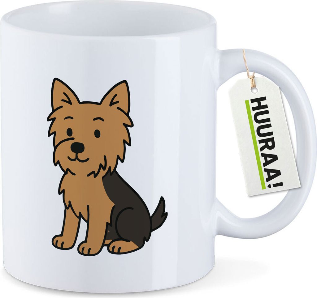 Huuraa Kaffeetasse Yorkshire Terrier Yorkie Comic 330ml Weiß Keramik Kaffeebecher Geschenkidee