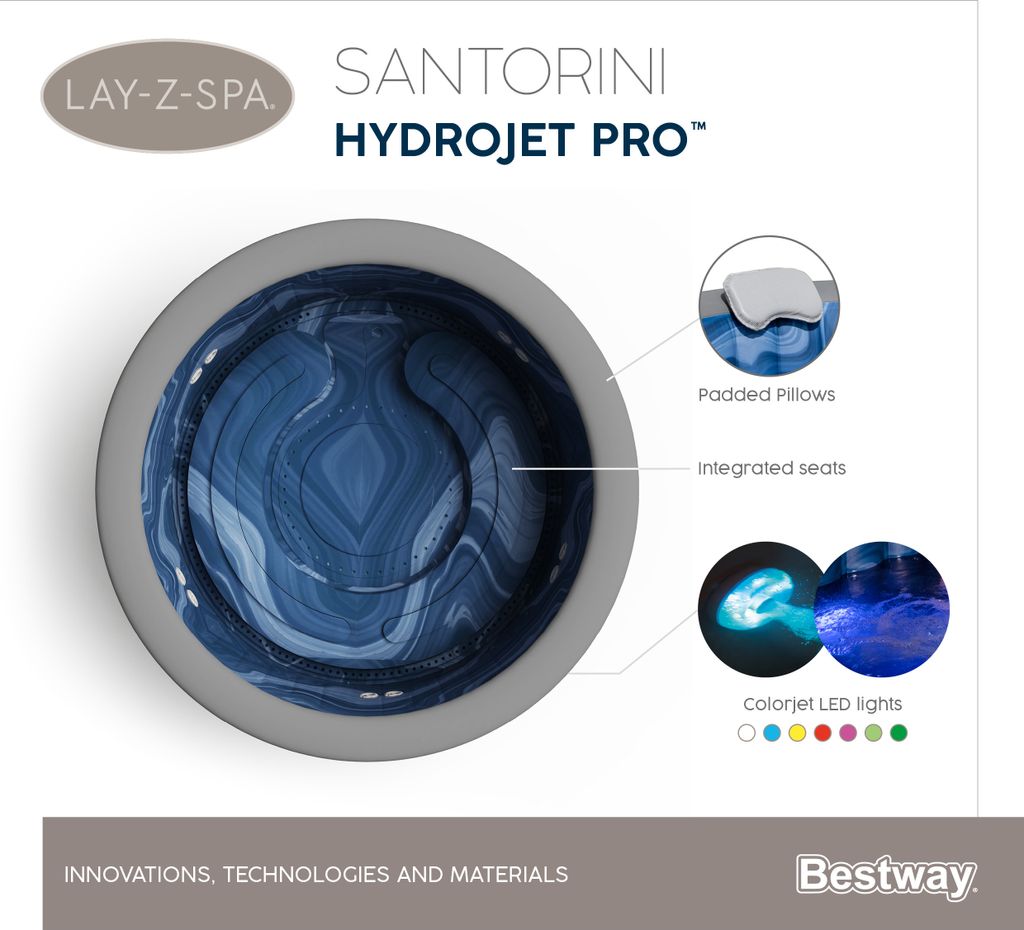 Santorini Lay-Z-Spa HydroJet Pro Garden Jacuzzi BESTWAY Obrázek produktu 40