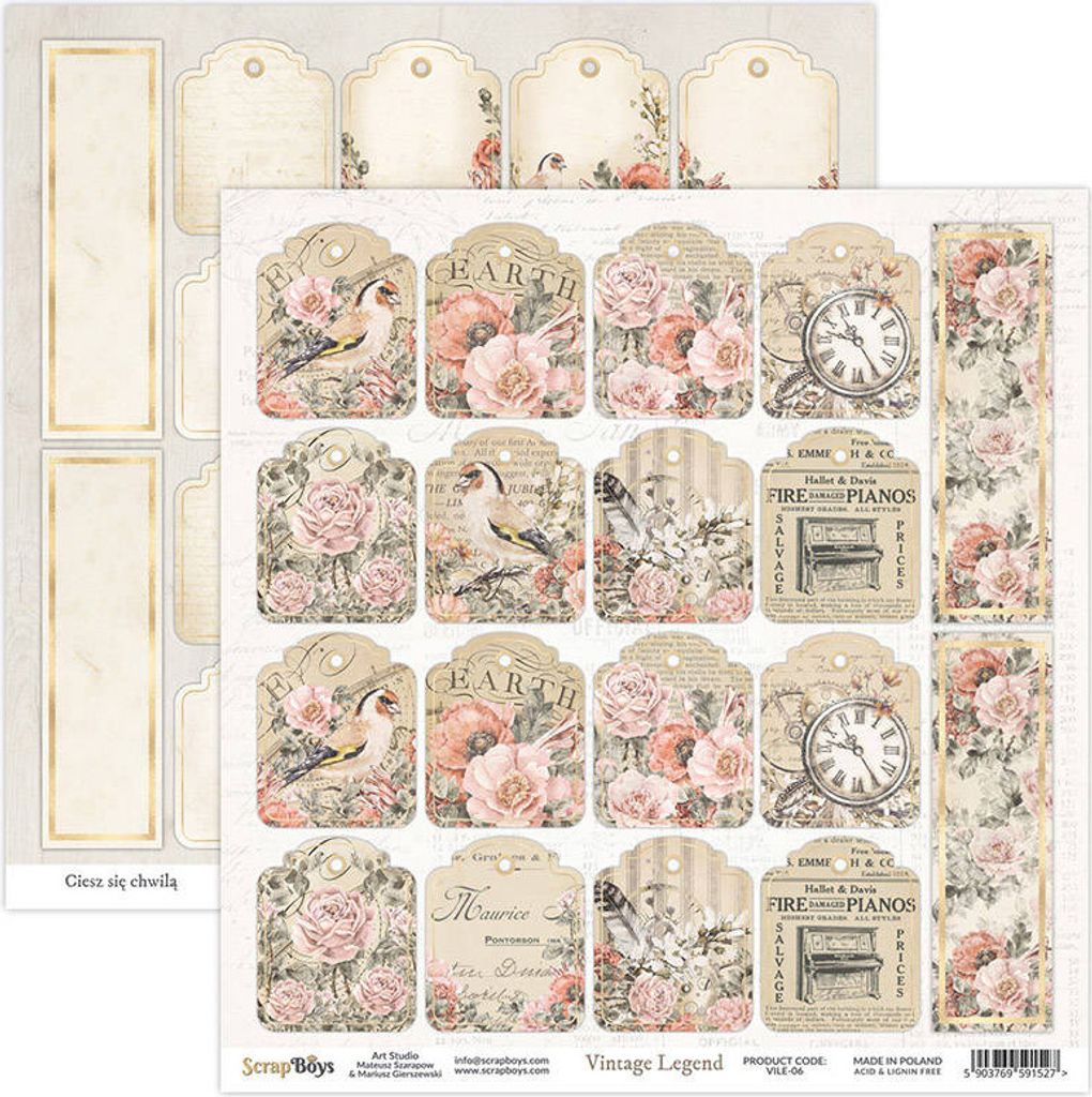 SCRAPBOYS 30x30cm doppelseitig Scrapbooking Papier Vintage Legend 06