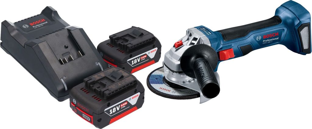 Bosch GWS 18V-7 Professional Akku Winkelschleifer 18 V 115 mm Brushless + 2x Akku 5,0 Ah + Ladegerät