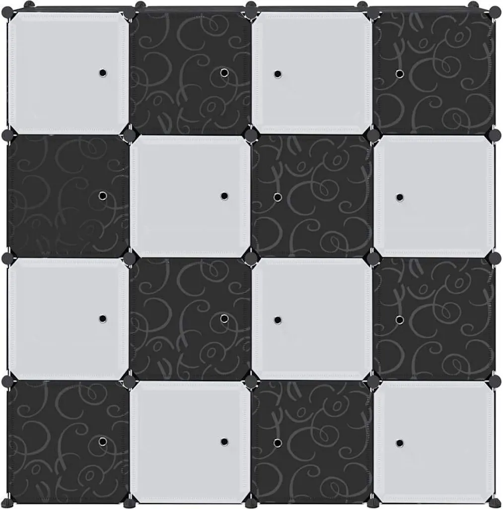 Étagère à cubes 16 sections en PP résistant avec barres de penderie - 4