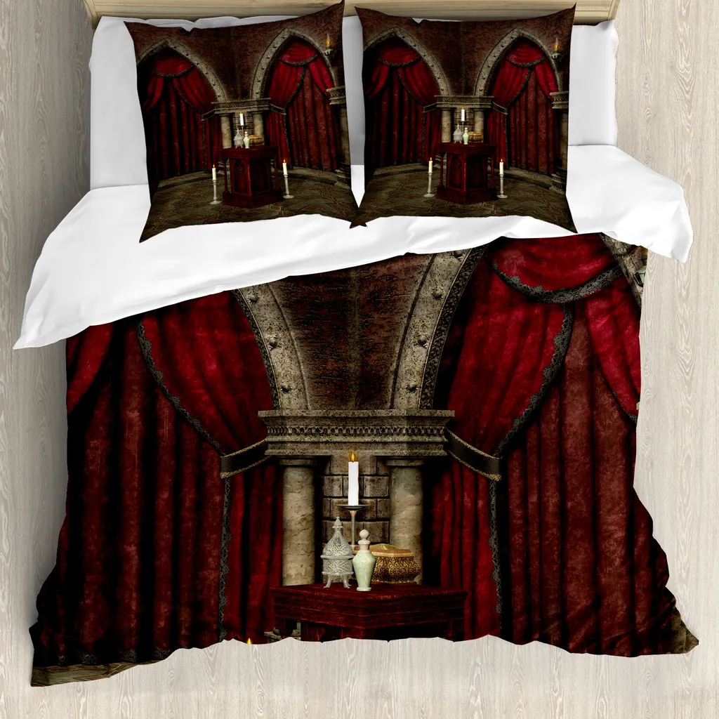 Copripiumino Nero Rosso Gotico ABAKUHAUS 155x220 - Sogni da Castello