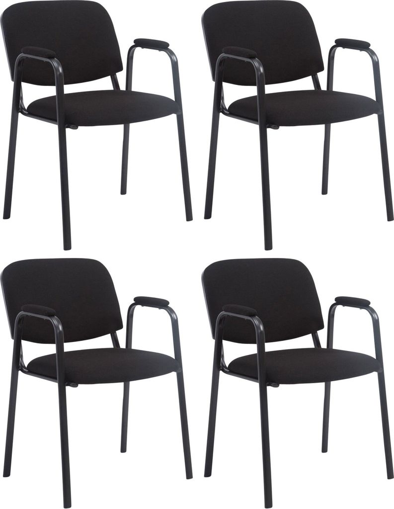 CLP 4er Set Stapelstühle Ken Pro Stoffbezug gepolstert mit Armlehnen bis 150 kg schwarz