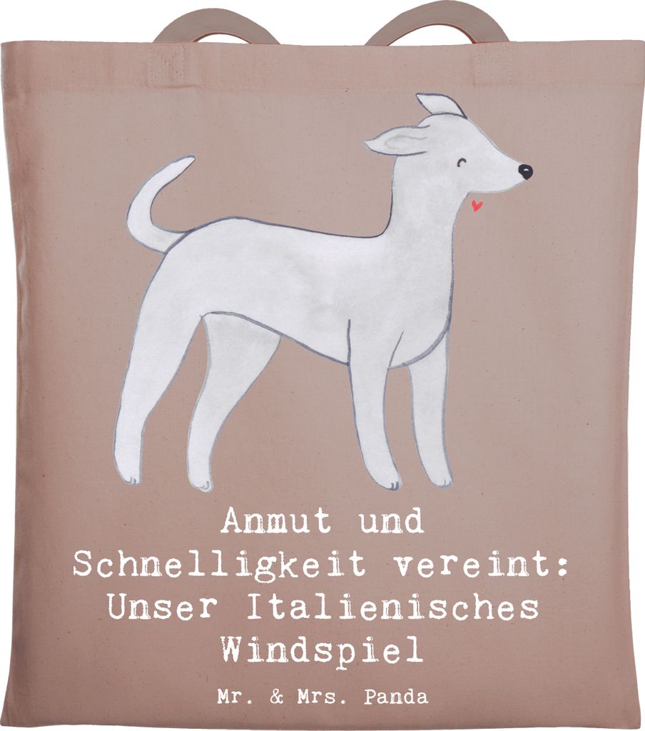 Mr. & Mrs. Panda Tote Bag Italienisches Windspiel - Braun Pastell - Geschenk, elegante Hunderasse, sanfte Natur, Hunde, Hund, Schnelligkeit, Schult...