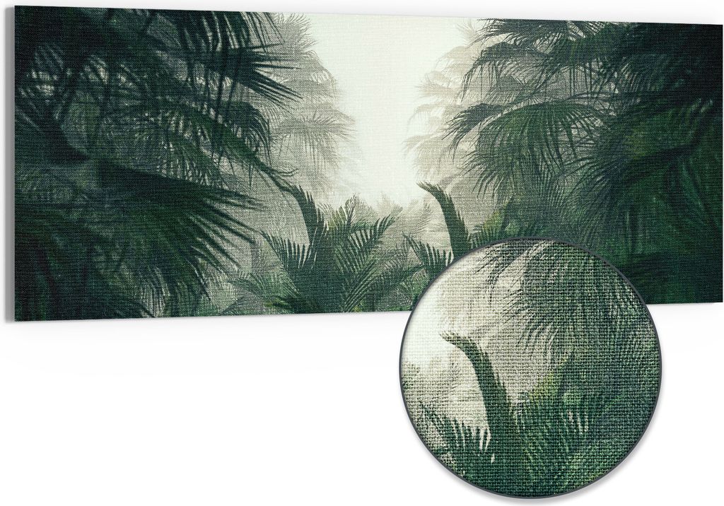DEQORI Hybrid Leinwand Bild 125x50 cm 'Nebelwaldgeheimnis' Produktbild 